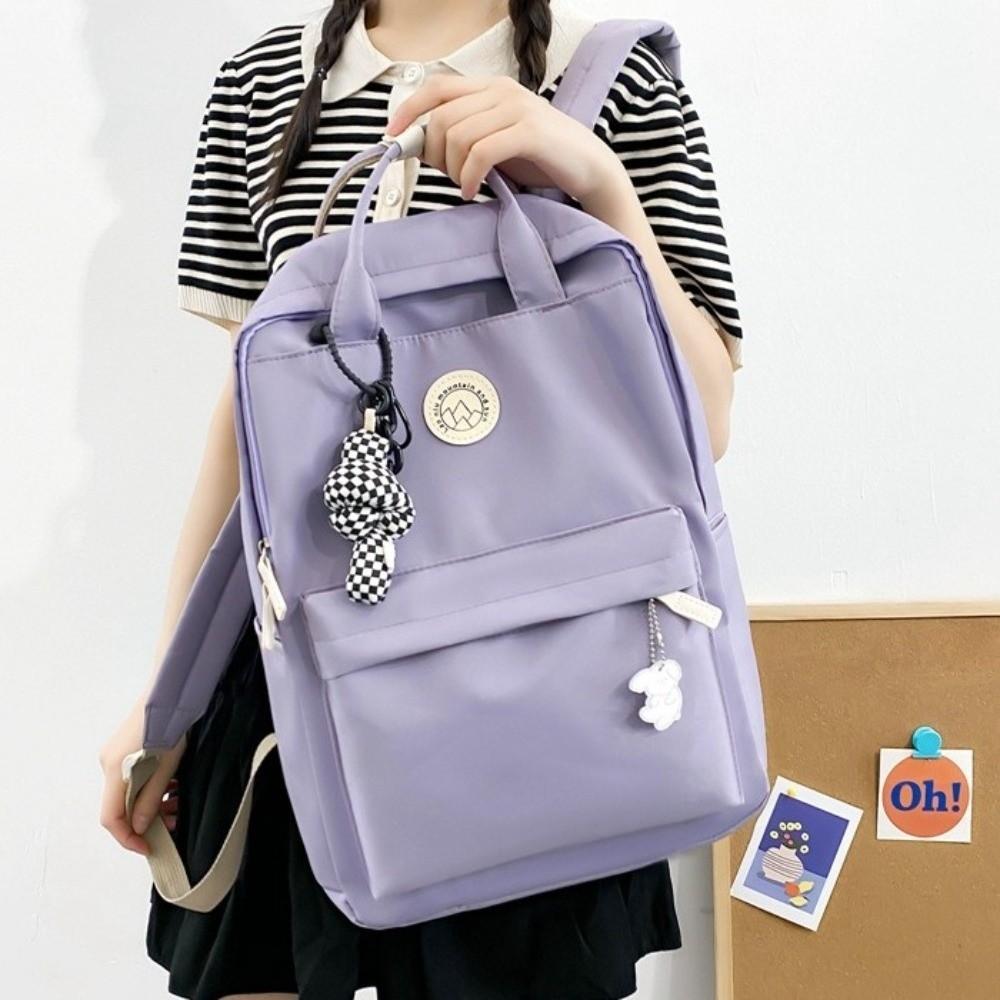Lightweight Waterproof Women Backpack Large Capacity Solid Color School Bag Nylon Ergonomic Travel Backpack College Student