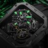 BONEST GATTI Original Skeleton Design Square Mechanical Watch Sapphire Crystal Luminous Rubber Strap Men's High-End Watches