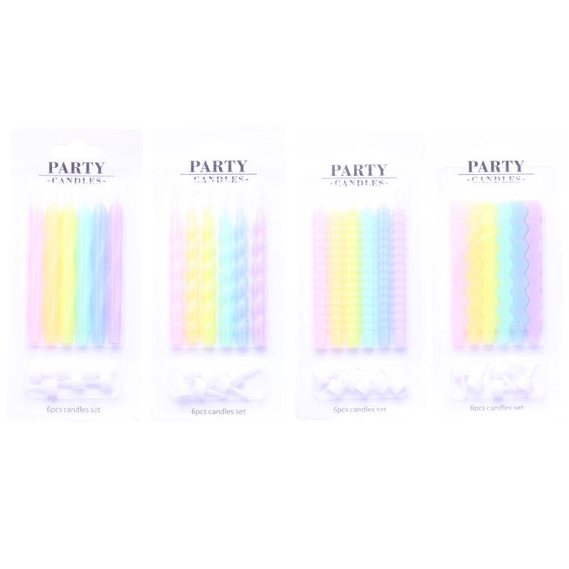 Colorful Birthday Candles Creative Romantic Party Spiral 6-piece Suction Card for Baking Decoration