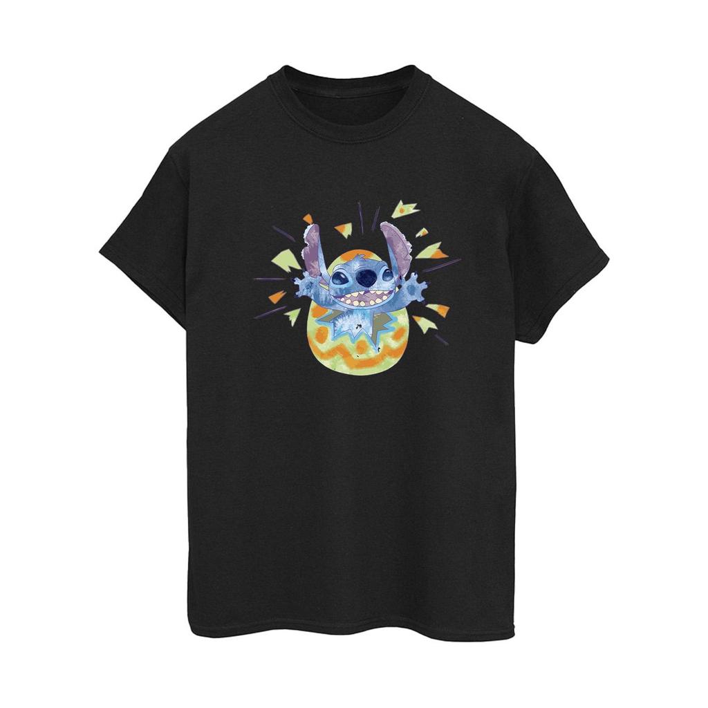 Disney Womens/Ladies Lilo & Stitch Cracking Egg Cotton Boyfriend T-Shirt