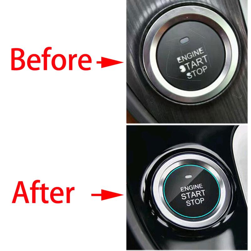 Car Universal 2pcs Transparent Engine Ignition Start Stop Switch Push Button Sticker Cover Trim Invisible Protective Film