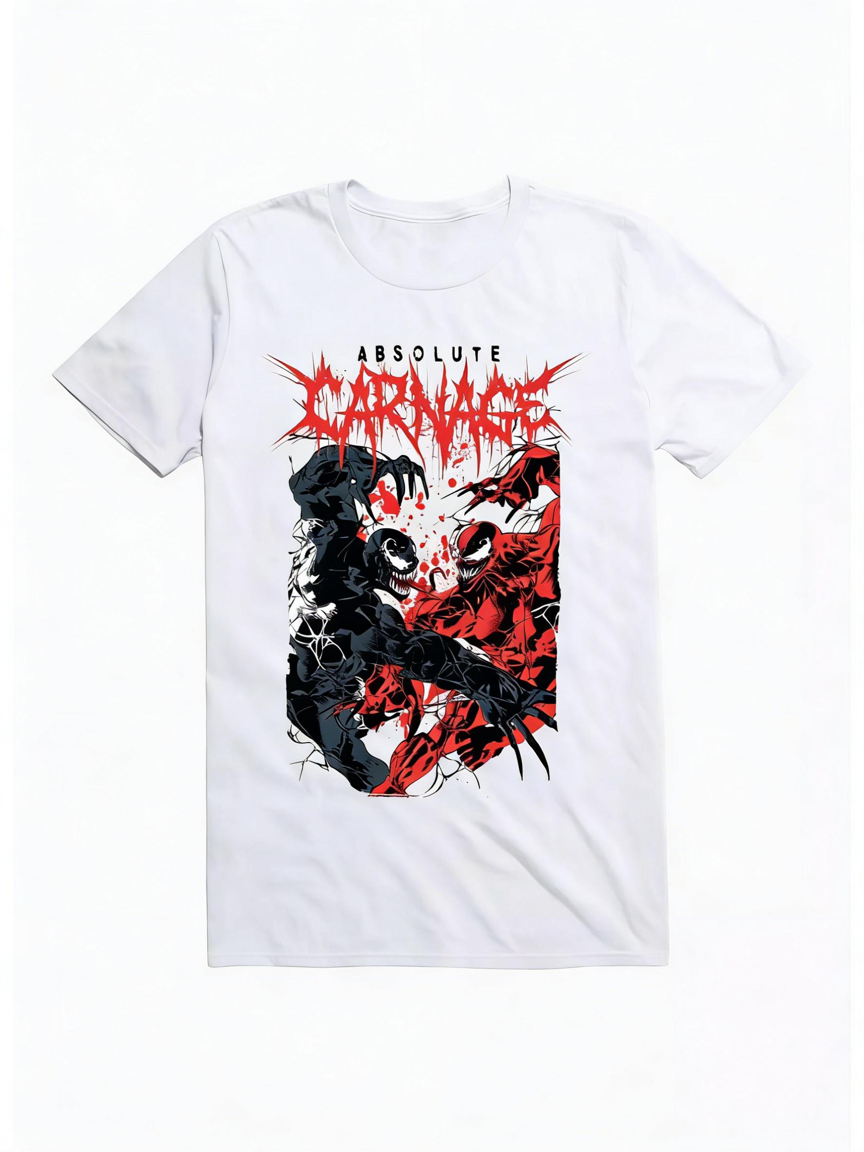 

Marvel 2026 New SpiderUnisex Absolute Massacre Vs Venom Comic Graphic Unisexs and Womens Short Sleeve Plus Size Casual TShirts M