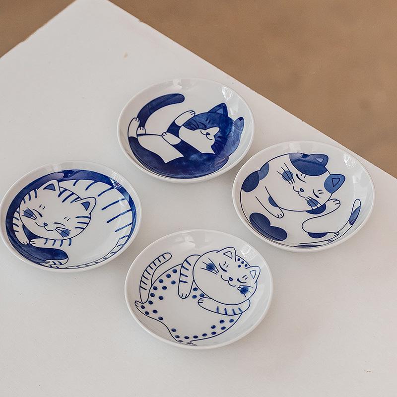 Cartoon Katze Keramik Snackschale - Niedliche Essig- & Gewürzplatte für Zuhause