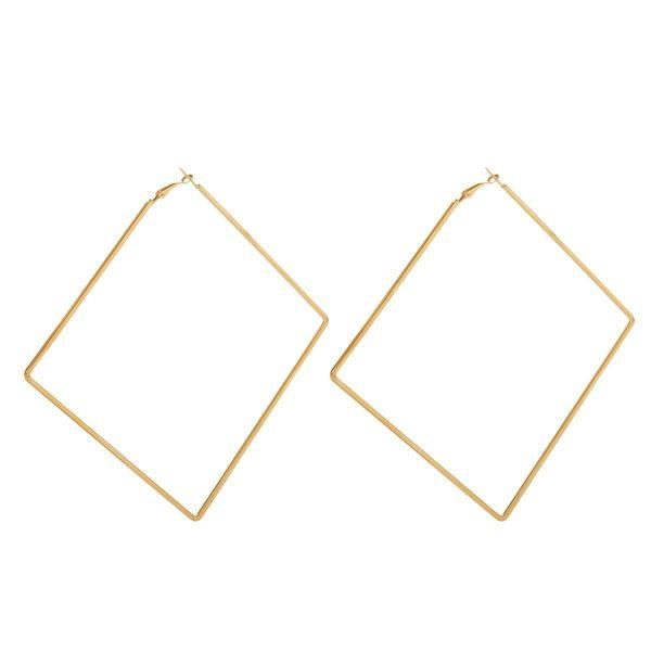 Extra Long Gold Big Gold Plated Large Hoop Earrings Fashion Square Hoop Earrings for Women Jewelry