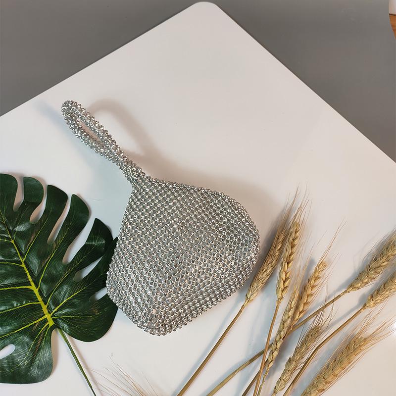 

Старовинна повна алмазна копальня трикутна кругла портативна сумка для обіду жіноча портативна м’яка сумка з флеш-діамантами та пельменями срібний