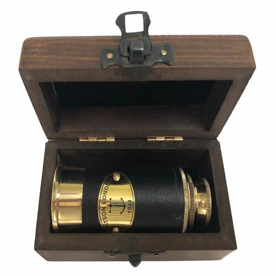 15.24 cm Leather Tubby Telescope in a Wooden Box
