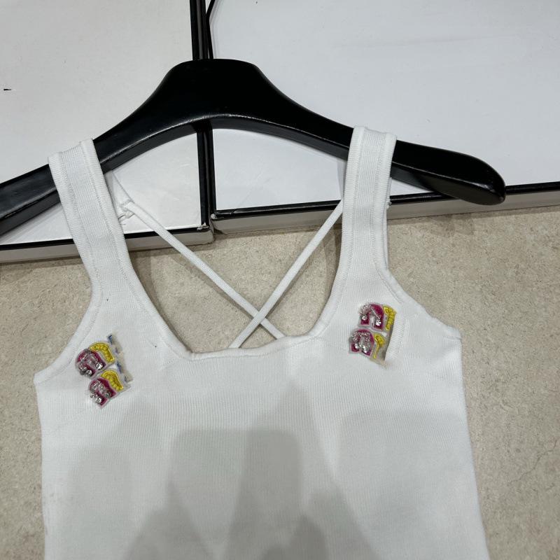 Summer Slim Fit 3D Letter Embroidered Knit Vest