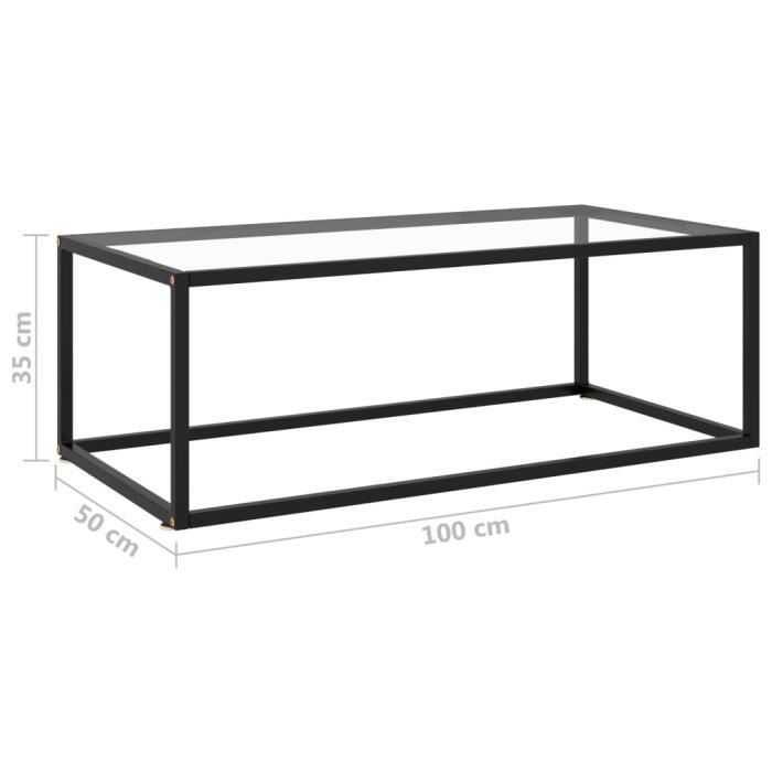 VidaXL Table basse Noir avec verre trempé 100x50x35 cm