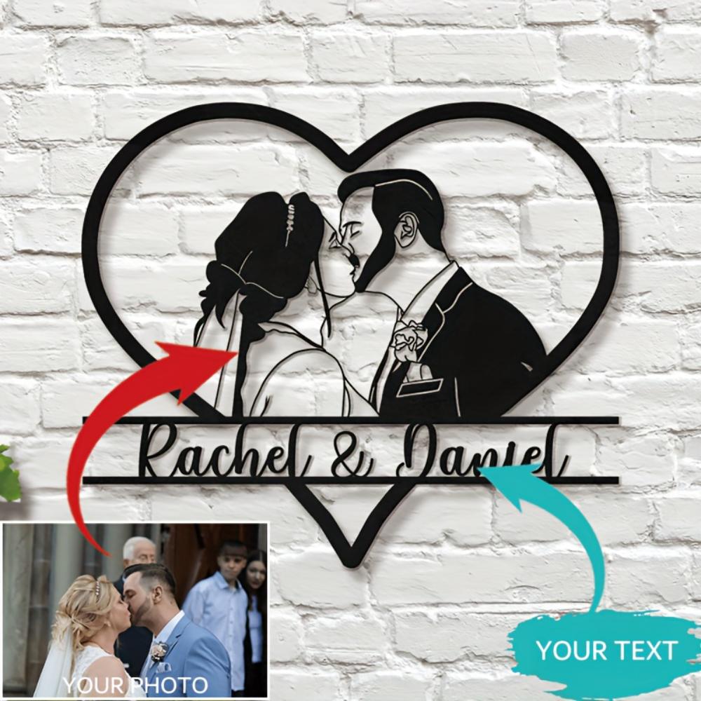 

Custom Metal Wall Art Sign Personalized Wedding Gift for Couple Custom Metal Wall Decor Photo Gift Anniversary Home Art