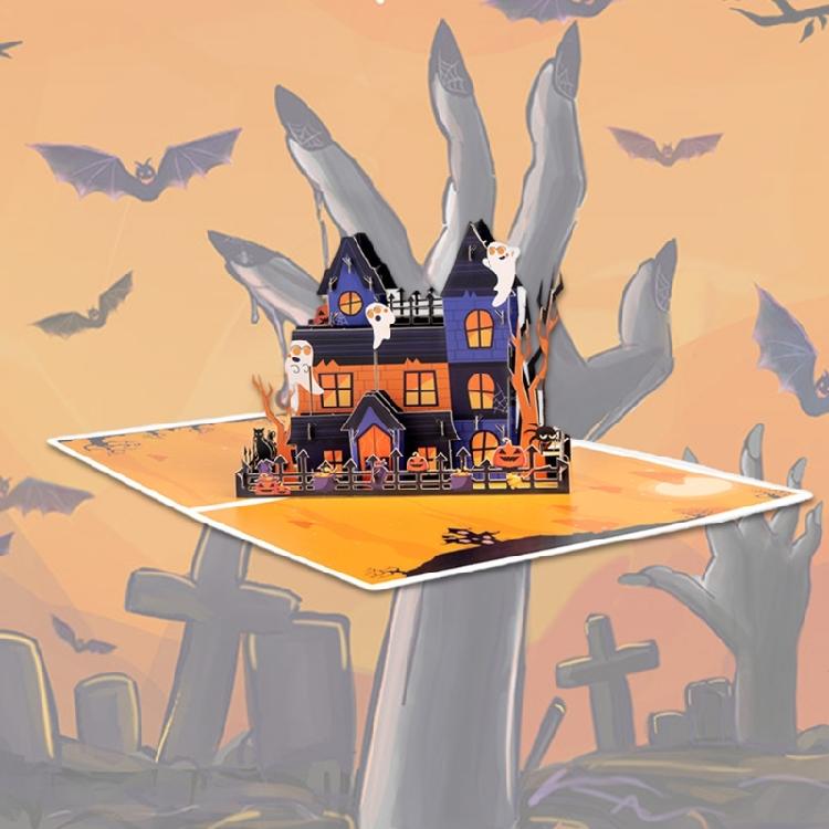 Halloween 3D Spiders Castles Card Mysterious 3D Halloween Spiders Castles Greeting Card Unique Surprise Card Charm