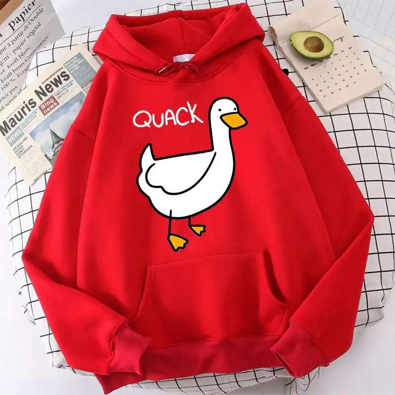 QUACK niedlicher Cartoon Gänsepullover Frühling und Herbst Herren- und Damen Langarmjacke Kapuzenpullover