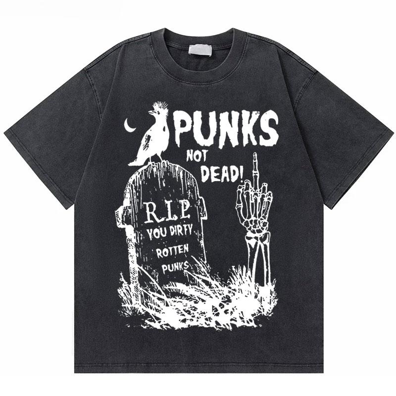 Washed Vintage Rock Band The Exploited Graphic Tshirt Men Women Retro Gothic Punk T Shirts Mens Fashion Oversized Streetwear