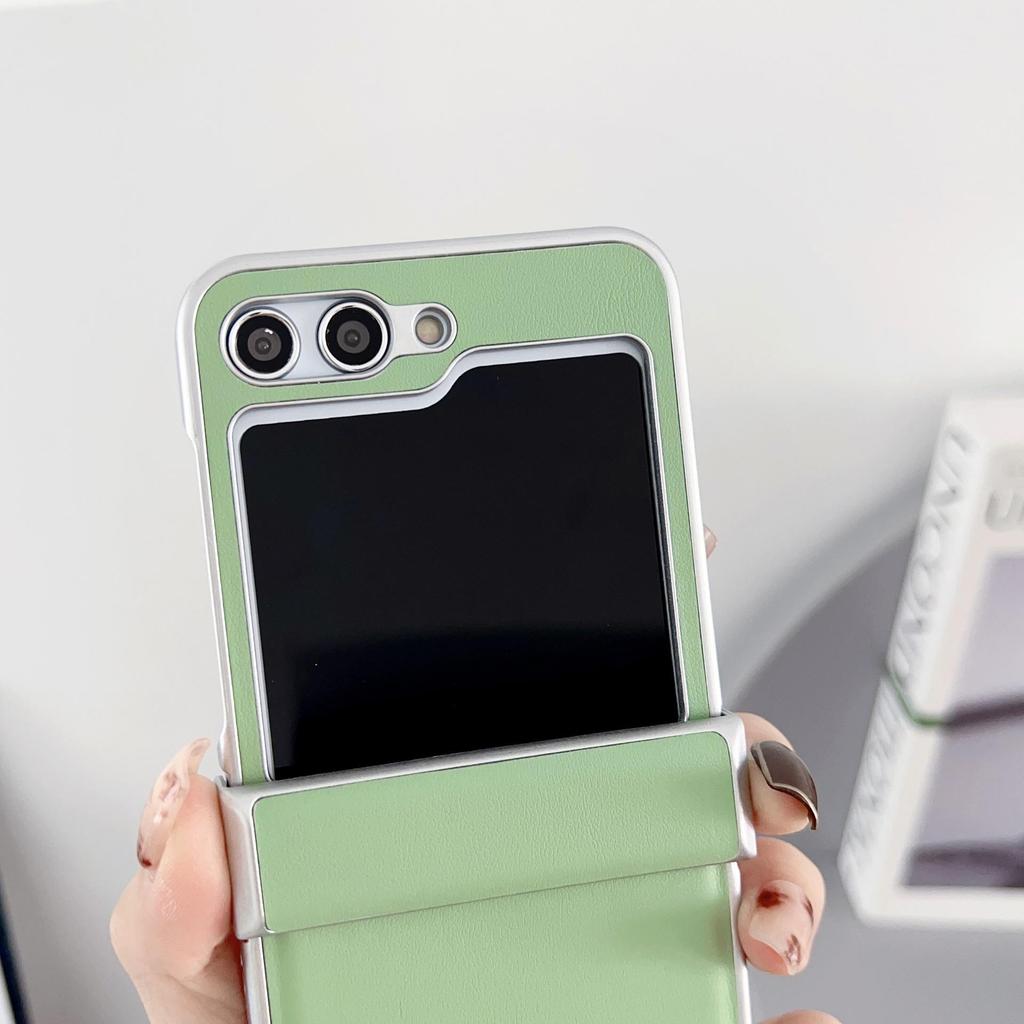 Samsung Z Flip 7 Metallic Morandi Leather Texture Protective Case