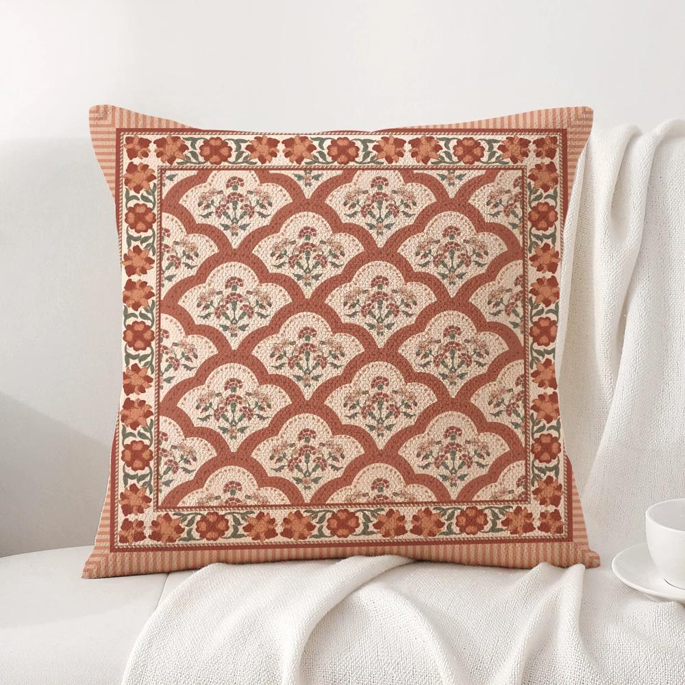 Retro Roman Pattern Cushion Cover Natural Linen Organic Fabric Double-Sided Printing Sofa Home Decor Gift Pillow Cover