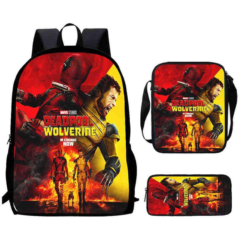 Mochila Escolar Infantil de Deadpool y Wolverine con Tejido Oxford Ligero para Estudiantes de Primaria