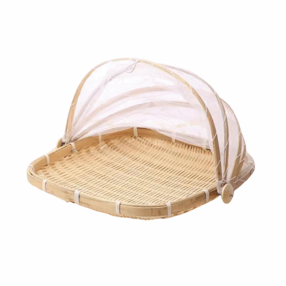 Bamboo Anti-insect Dustproof Basket Reusable Fruit Vegetable Tray Food Storage Basket  Kitchen Tool