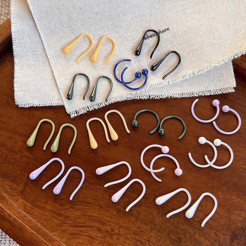 High-end Colorful Geometric Ceramic Earrings - Comfortable for Sleeping, Unique Design.