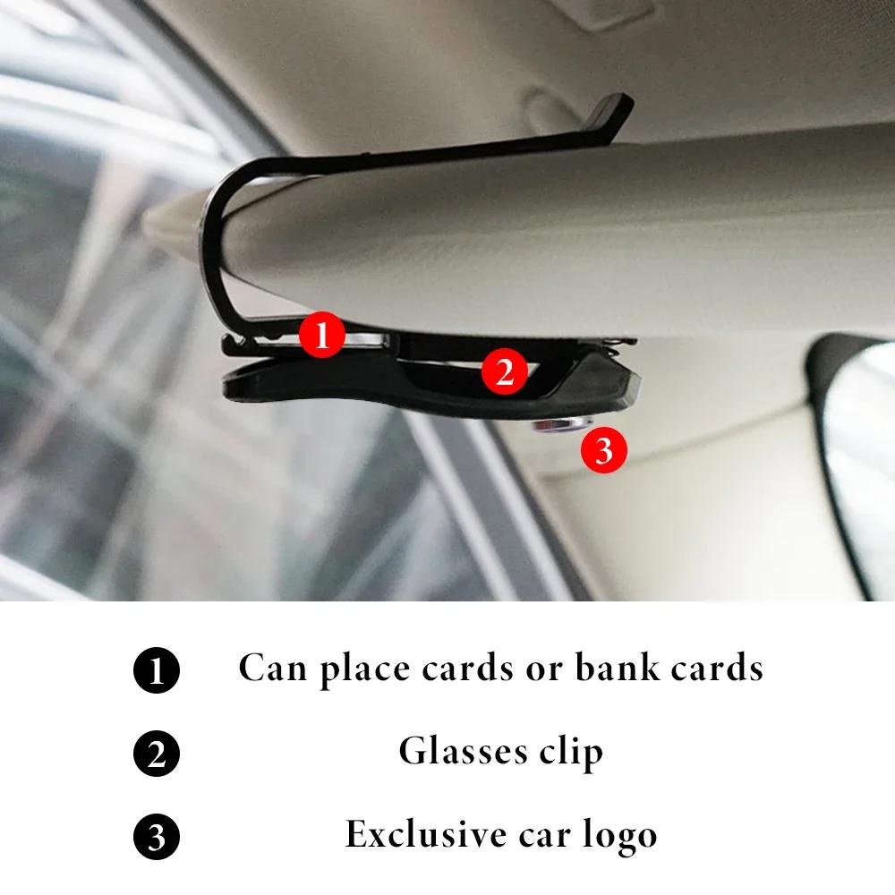 CAPR9 Car Logo Glasses Holder Sun Visor Sunglasses Clip Card Ticket Stand Accessories For Skoda Octavia Superb Yeti Fabia Rapid Kodiaq