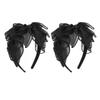 2PCS Black Mesh Bow Headband Fashionable Comfortable Princess Bow Headband for Women Bow Hairband