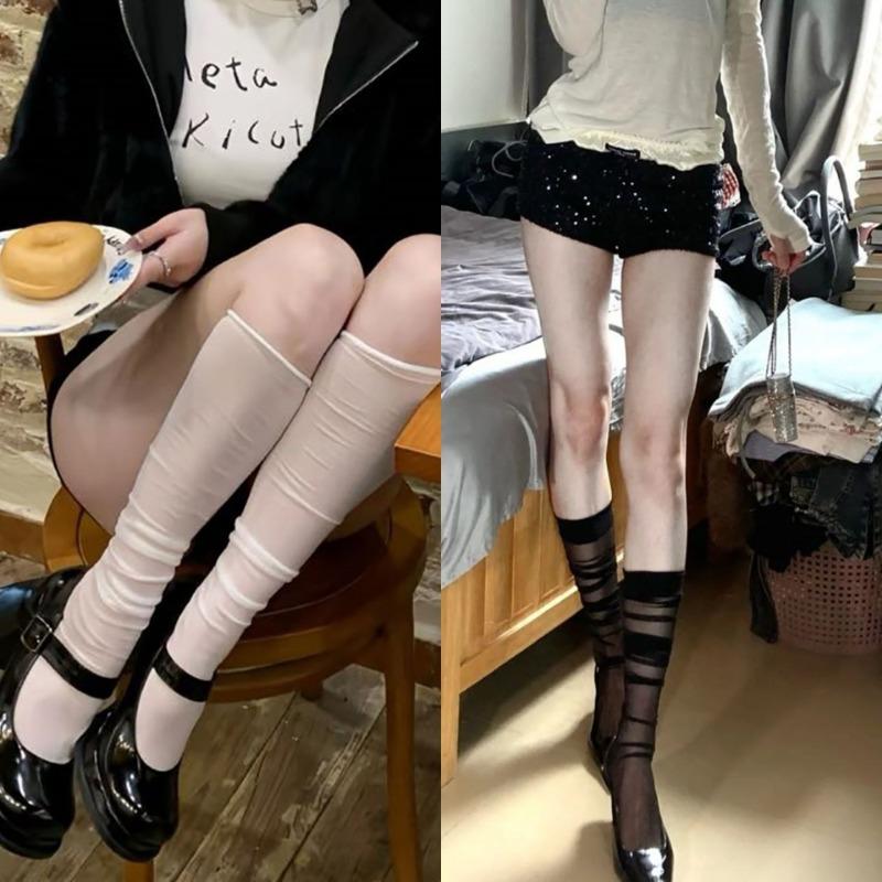 Ballet socks summer thin girl breathable mesh stacking socks calf white thin tube