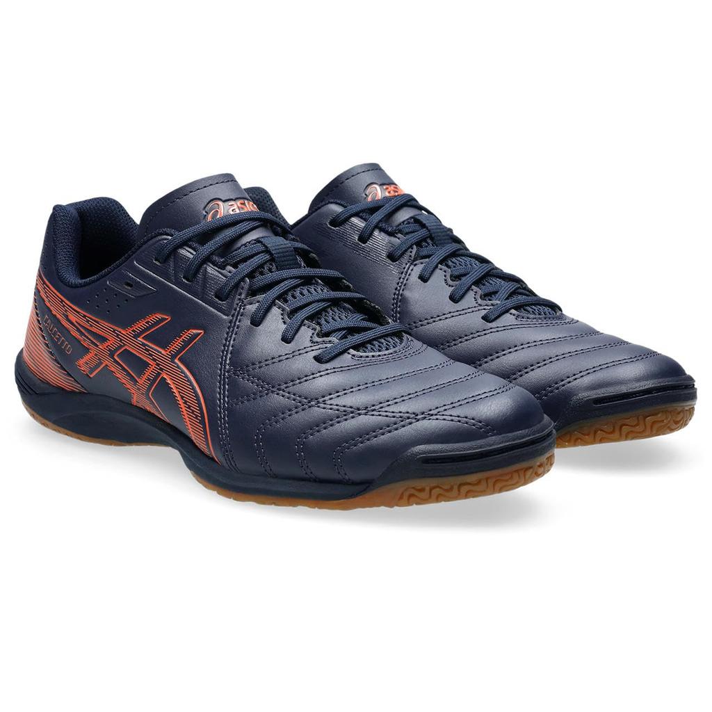 Asics CALCETTO WD 9 Futsal Unisex Size 401 3E Shoes, 1113A037, Adult, (Midnight/Habañero), 28.5 Cm,
