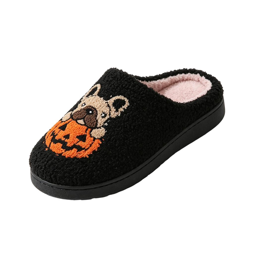 Damen Halloween Kürbis Baumwoll Hausschuhe für Winterwärme