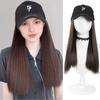LY Letter Embroidered Black Duckbill Cap Long Straight Hair Women's Synthetic Wig Natural and Simple To Wear Suitable for Daily Use