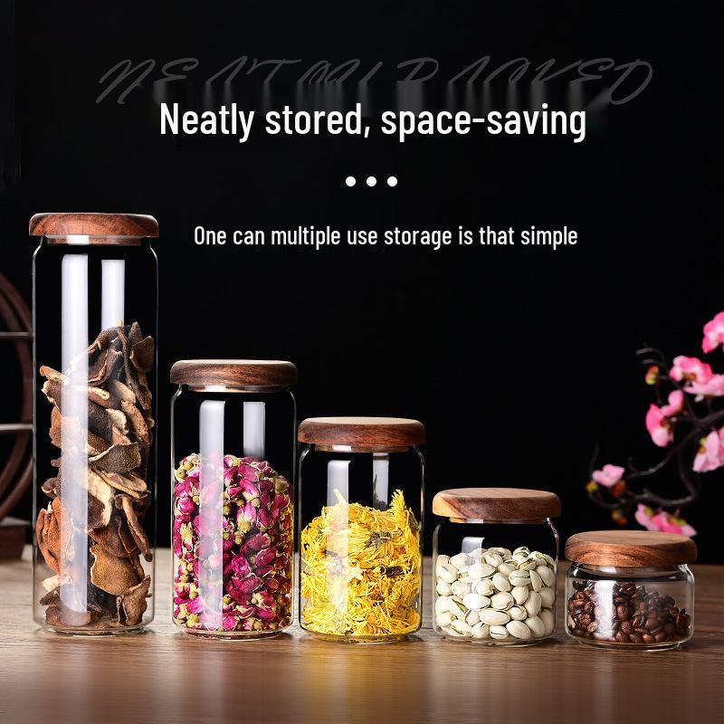 Sealed Glass Jar with Wooden Lid - Universal Kitchen Storage for Coffee, Tea, Flour, and More
