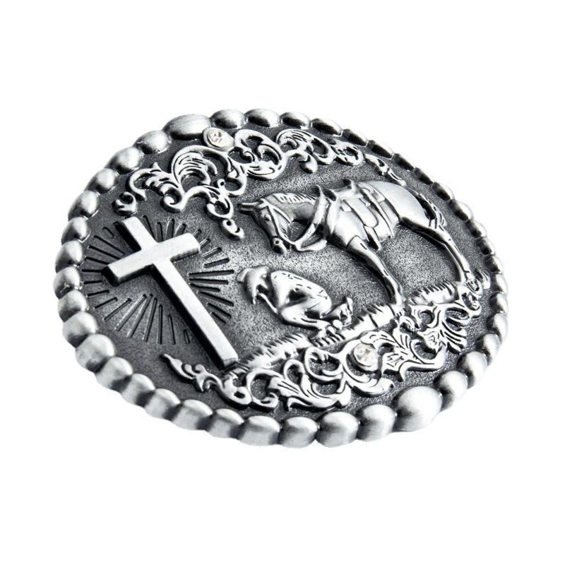 Men's Western Cowboy Zinc Alloy Belt Buckle with Rhinestone Embellishment