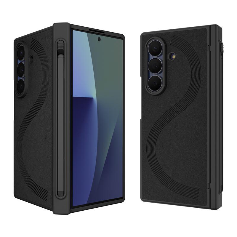 PU Leather With Touch Pen & Privacy Glass Film Phone Case For Samsung Galaxy Z Fold 7 6 5G With Hinge Shockproof Protectiv Cover