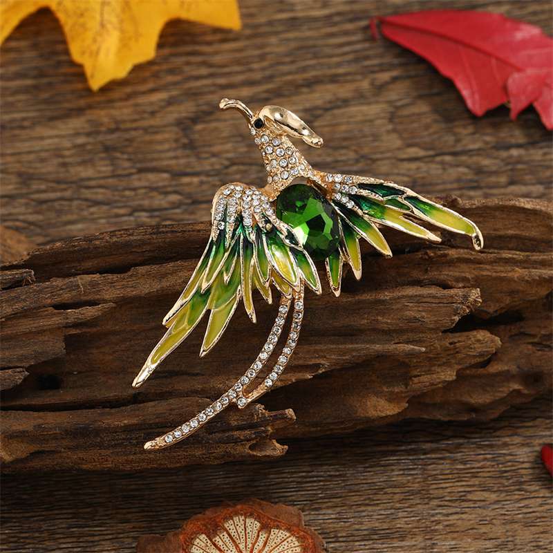 Rhinestone Judgment Wedding Cheongsam Enamel Phoenix Accessories Pin Brooch Vintage Corsage Classical New Imitation Chinese Style
