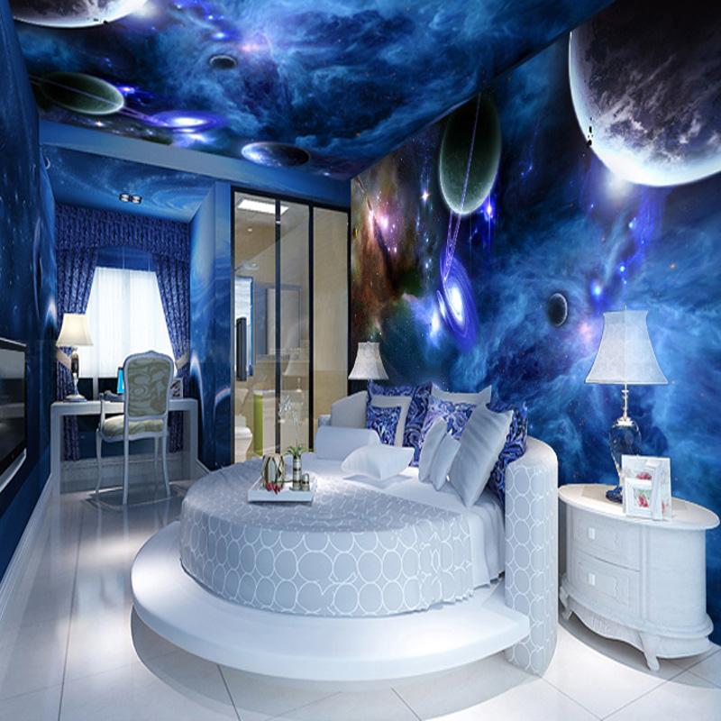 Moderne 3D Kosmische Nacht Muster Tapete Für Kinderzimmer Wohnzimmer Hintergrund Wasserdichte 3D Tapeten Wandbilder