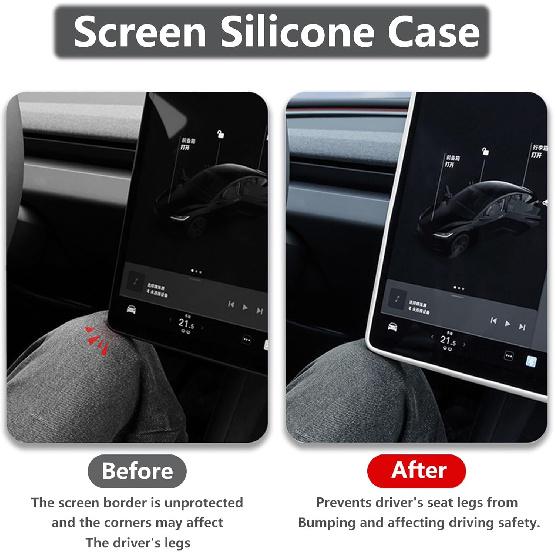 4PCS Center Console Wireless Charger Mat Silicone For 2025 Tesla New Model Y Juniper Cup Holder Ert, Screen Edge Protector Frame, Rear View Mirror
