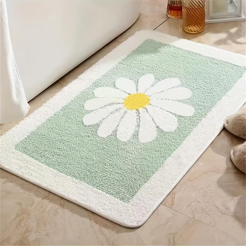 Felpudo de Baño Estilo Margarita Fresca, Felpudo Absorbente para Entrada de Baño, Alfombra Antideslizante para Ducha, Decoración del Hogar