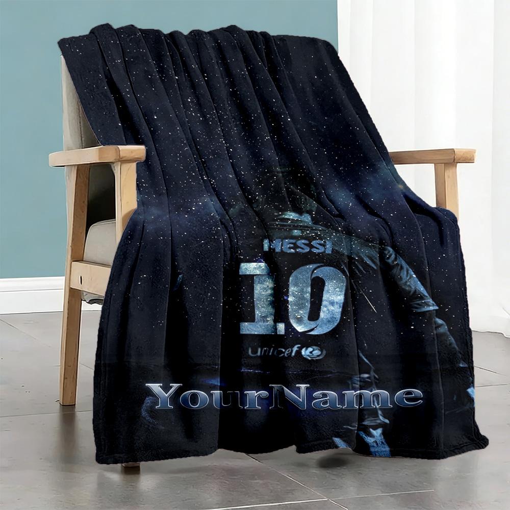 Messi 450 Customize Your Name Blanket Throw Personalized Blanket Warmthful Decor Great for Office Couch Picnics Bedding All-Season Use