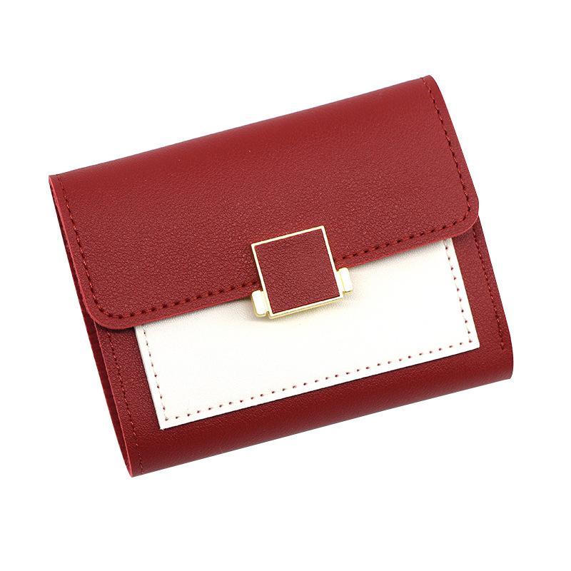 Compact Clutch Fashionable Retro Square Purse Pu Leather Wallet Solid Color Zippered Coin Pocket For Daily Use Gifting Holidays