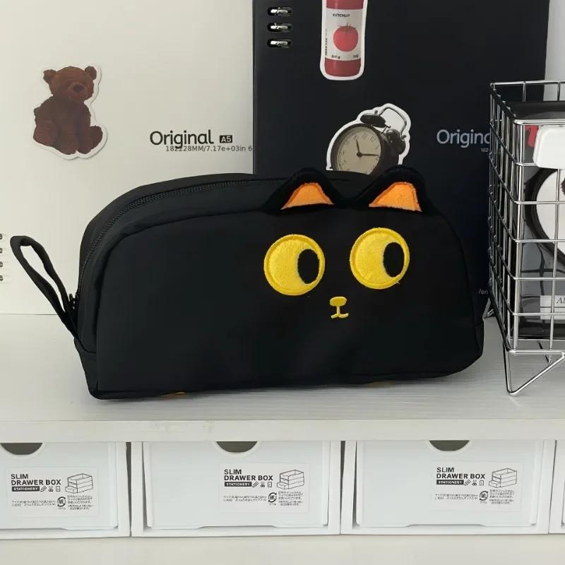 1pc 3D Black Cat Pencil Case, Large Capacity School & Office Supply, Cute Paw Print Design Gift for Cat Lovers