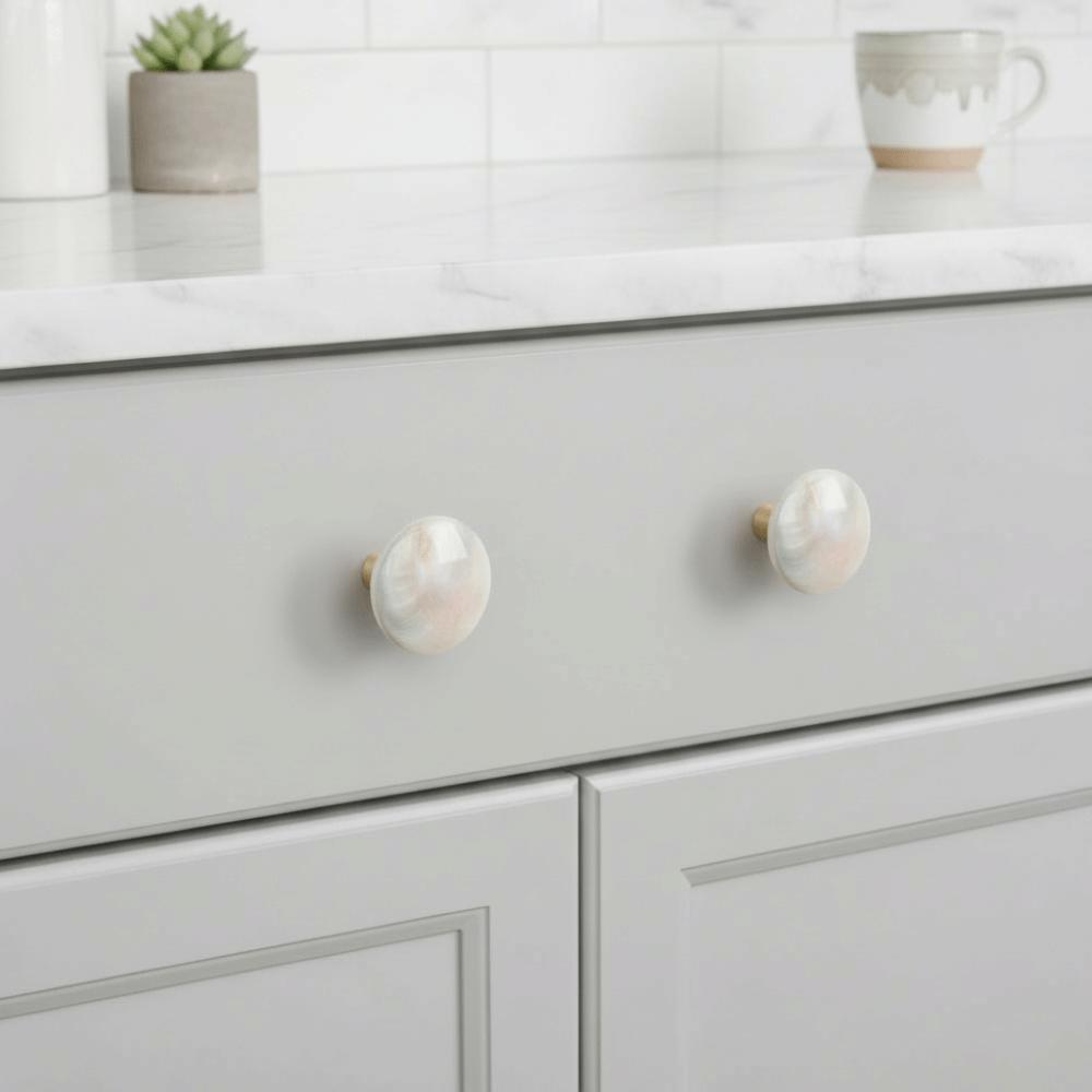 Round Shell Drawer Knob Natural Rough Stone Wardrobe Pulls Natural Cabinet Handle Kitchen Cabinet