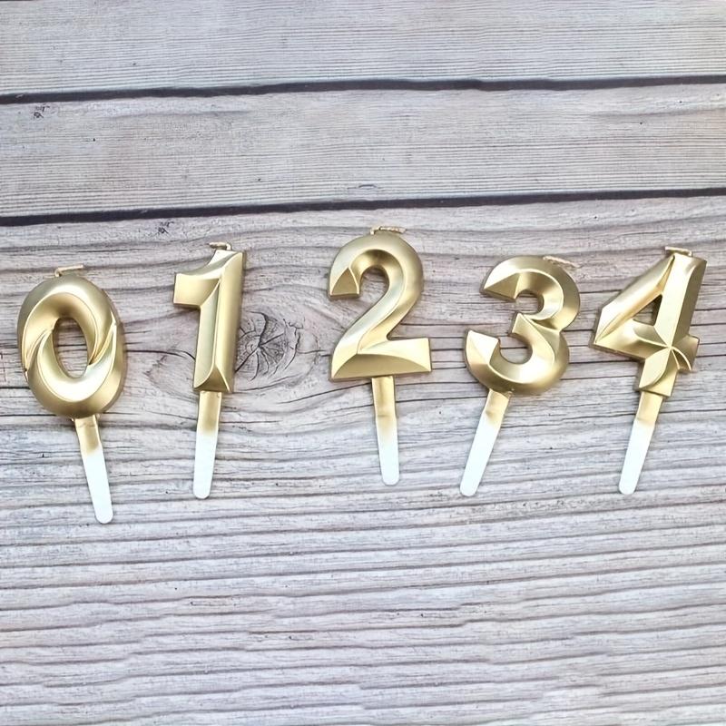 3D Gold Diamond Number Candles Large Birthday Cake Topper Wedding Anniversary Party Decorations for Home Celebration Supplies