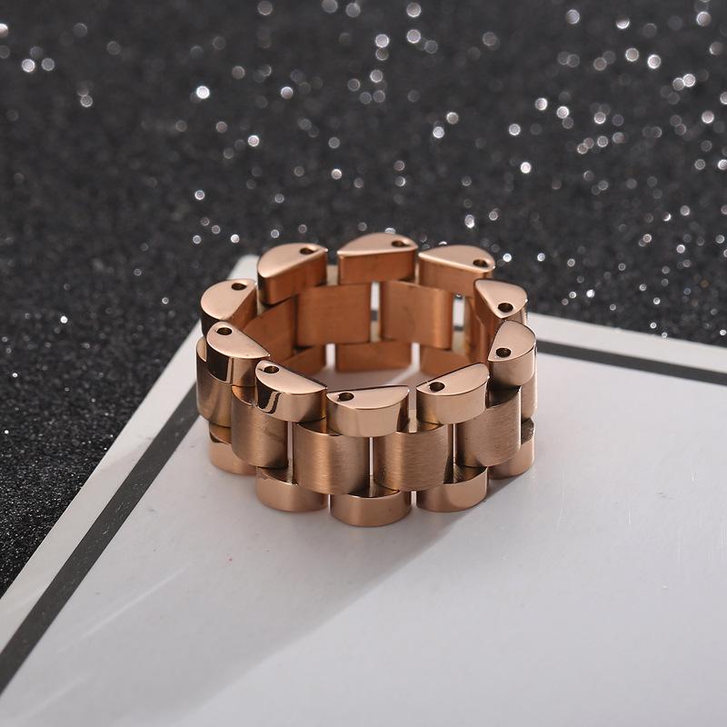 Pierścionek Stal Nierdzewna Męski Prosty Wiatr Pierścionek Łańcuszek do Zegarka Design Biżuteria Hip Hop