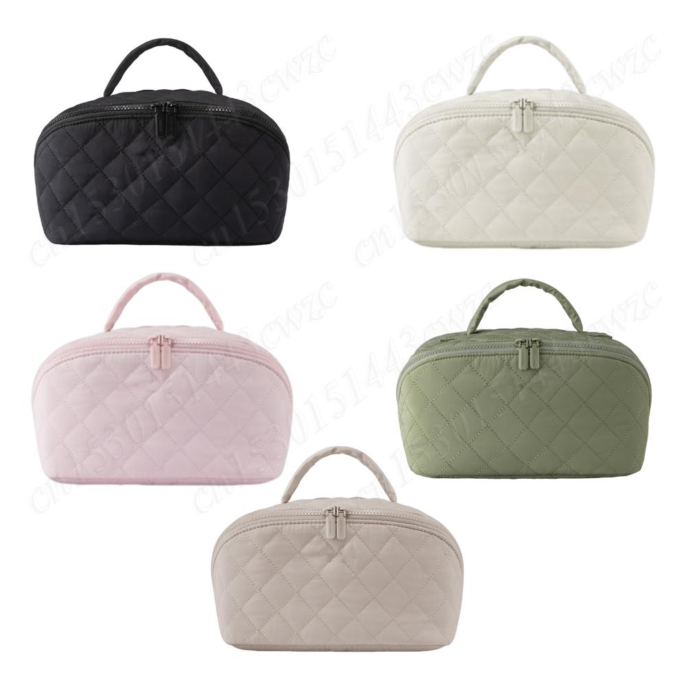 Cotton Travel Makeup Bag with 5 Dedicated Pockets Cosmetic Organizer Cosmetic Bag for Women Toiletries Accessories Brushes