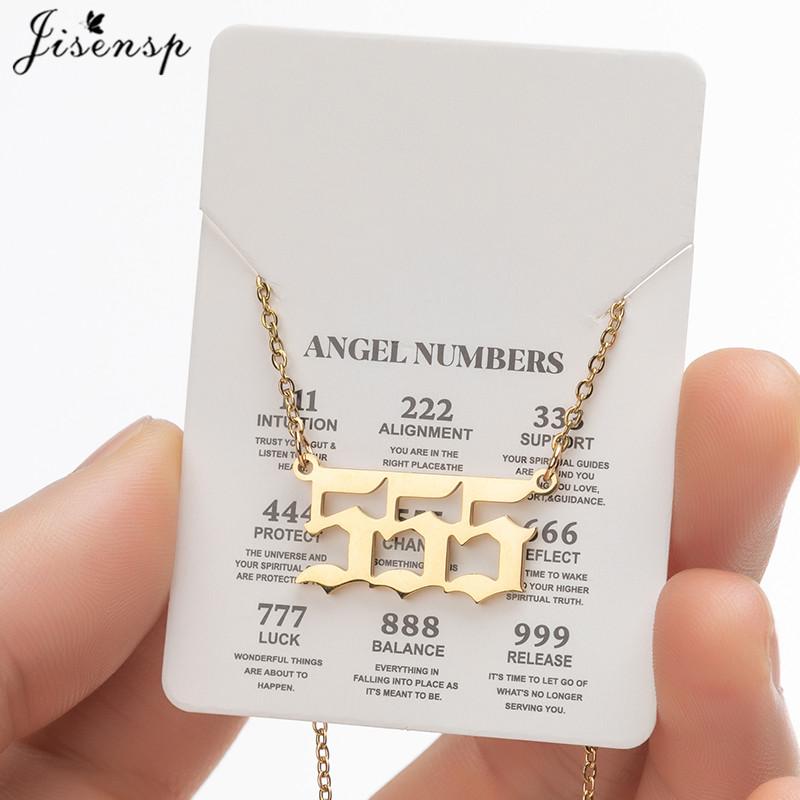 Stainless Steel Angel Number Lucky Numbers Necklaces 111 222 333 444 555 888 999 777 666 Pendant Necklace Charms Jewelry