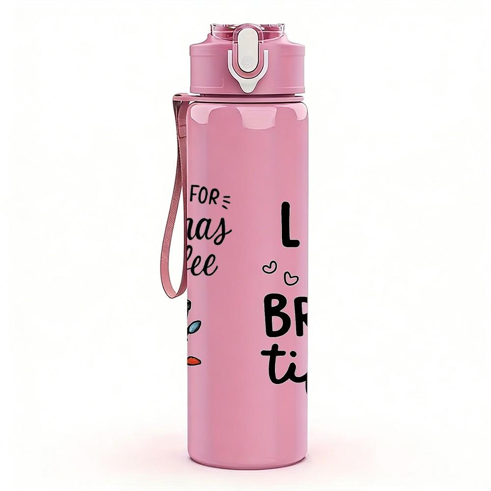 1PC Coffee Life Quote 750ml Color Plastic Sports Water Bottle Leakproof Flip Straw Lid Suitable for Sports Office Home Use