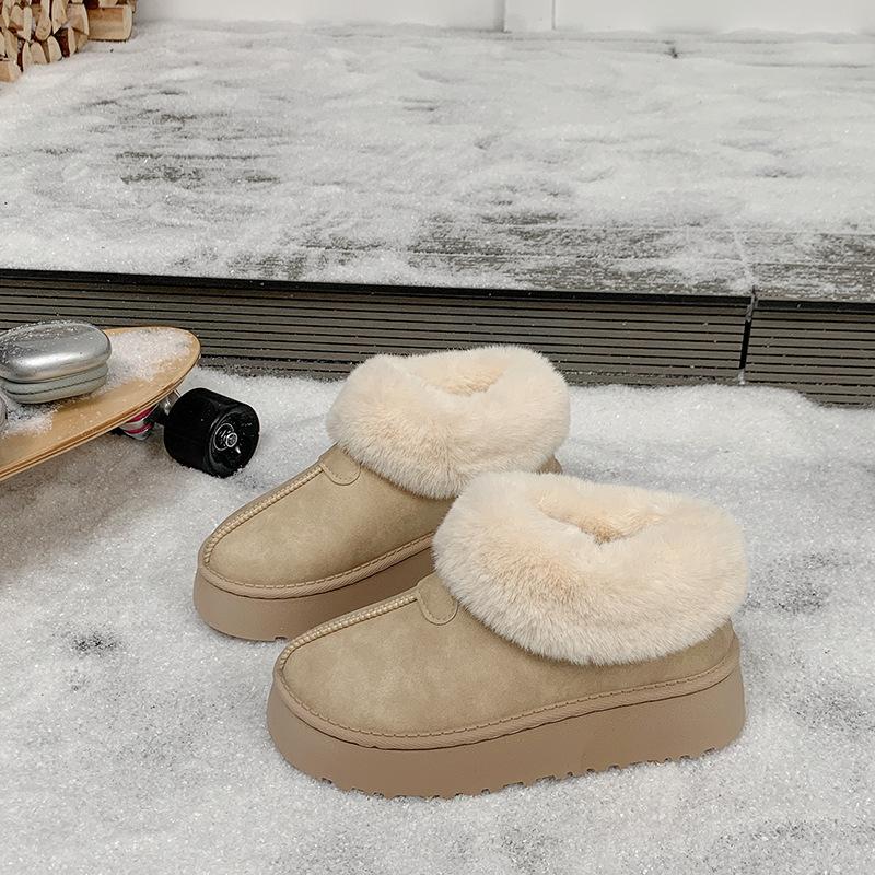Women's Fur Mouth Large Size Soft Sole Winter Warm Fur Snow Boots Padded Lined Ankle Boots Non-Slip Hiking Casual Sports Cotton Boots