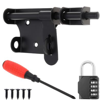 6 Inch F-Type 304 Stainless Steel Industrial Door Latches, Universal Sliding Bolt for Sheds/Fences/Barns W/ Padlock Hole, Includes 4-Digit Waterproof