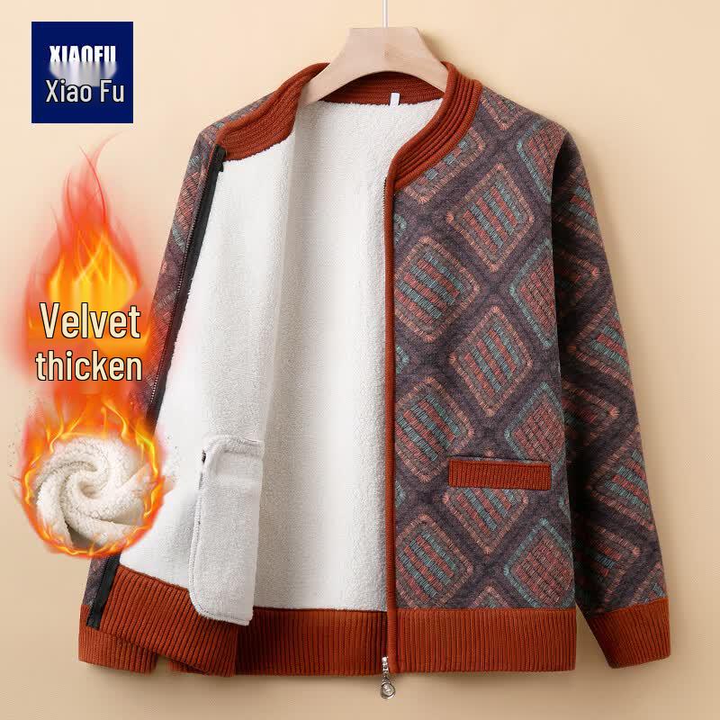 

Женский вязаный кардиган с воротником-стойкой 4XL