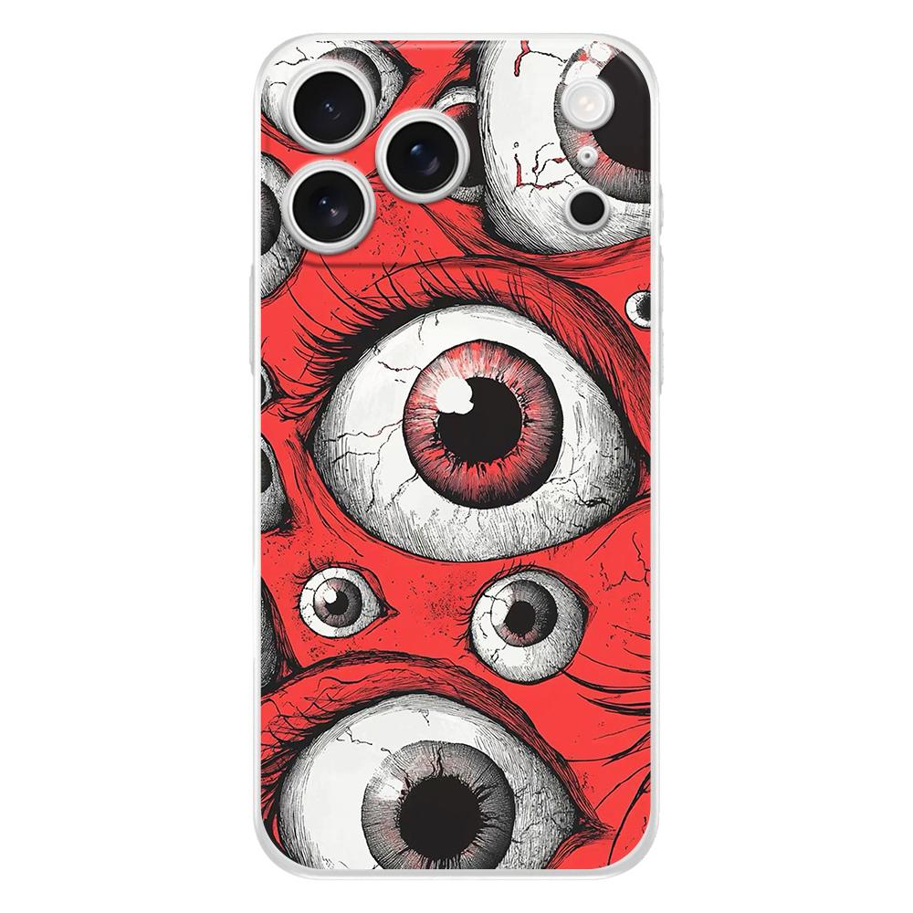 Soft Phone Case For iPhone 17 Air 16E 16 11 15 14 Pro MAX 12 13 7 8 Plus SE Easter Cover Protection Scary Devil Eye Pattern