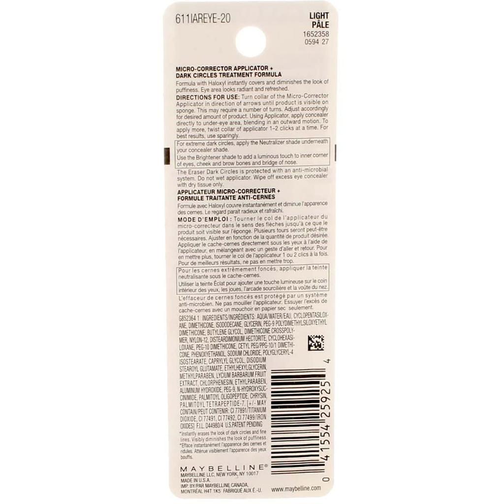 Maybelline New York Instant Age Rewind Eraser Dark Circle Concealer Light 0.2 Oz Pack of 2