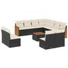 VidaXL Salon de Jardin avec Coussins 12 pcs, Canapés de Terrasse, Ensemble de Meubles de Patio, Mobilier d'Extérieur, Noir 3227771