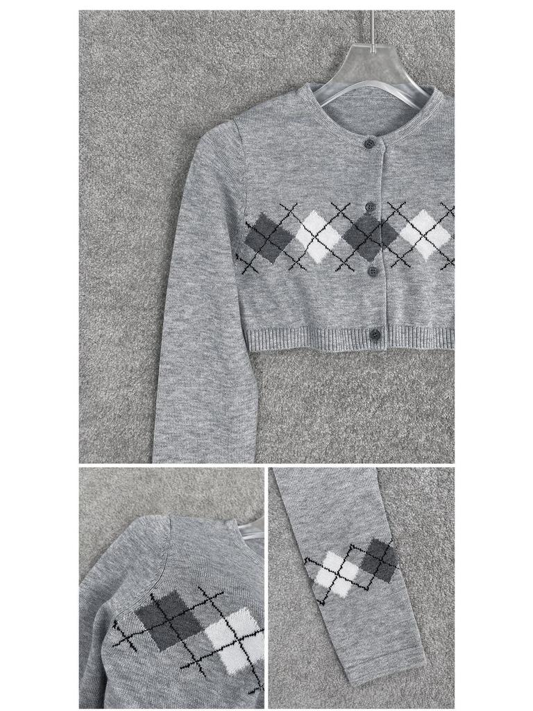 Nanyou Merino Wool Argyle Cardigan & Camisole Set - New Autumn Collection